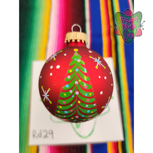 Hand pinstriped/painted glass ornament by Hot Rod Jen