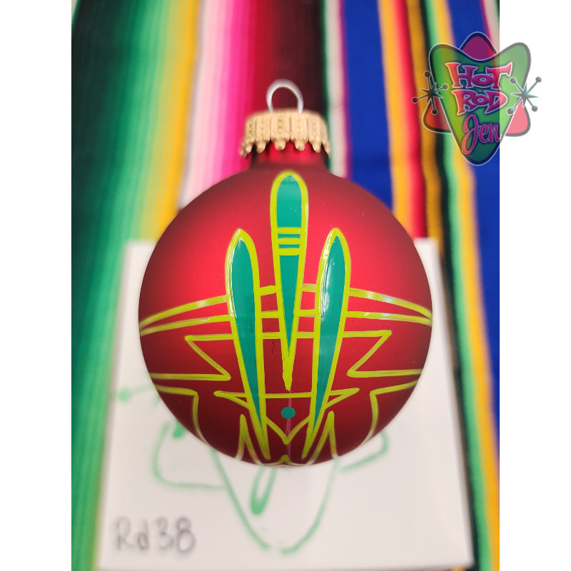 Hand pinstriped/painted glass ornament by Hot Rod Jen