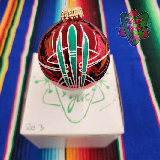 Hand pinstriped/painted glass ornament by Hot Rod Jen