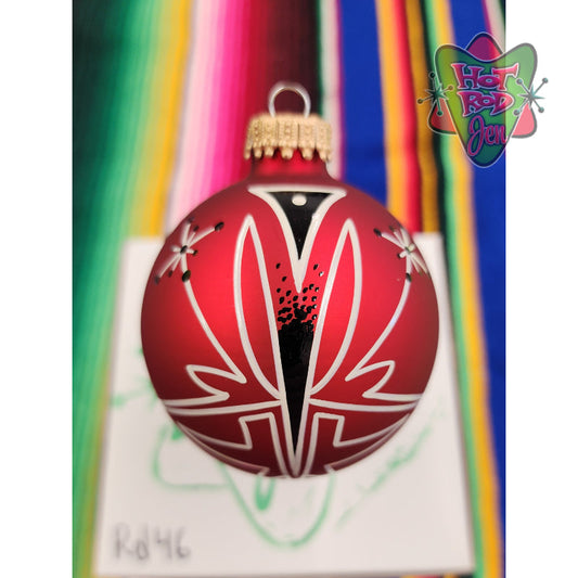 Hand pinstriped/painted glass ornament by Hot Rod Jen