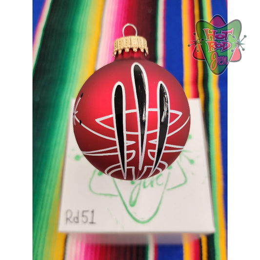 Hand pinstriped/painted glass ornament by Hot Rod Jen