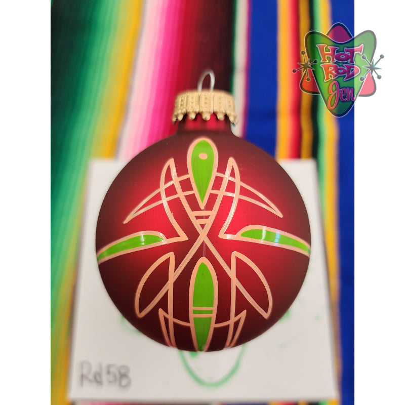 Hand pinstriped/painted glass ornament by Hot Rod Jen