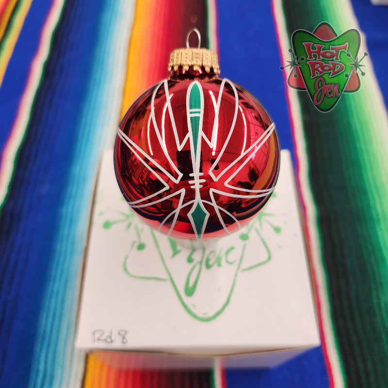 Hand pinstriped/painted glass ornament by Hot Rod Jen