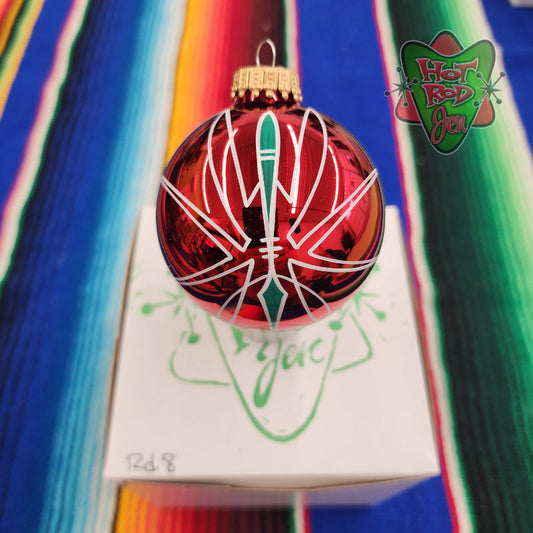 Hand pinstriped/painted glass ornament by Hot Rod Jen