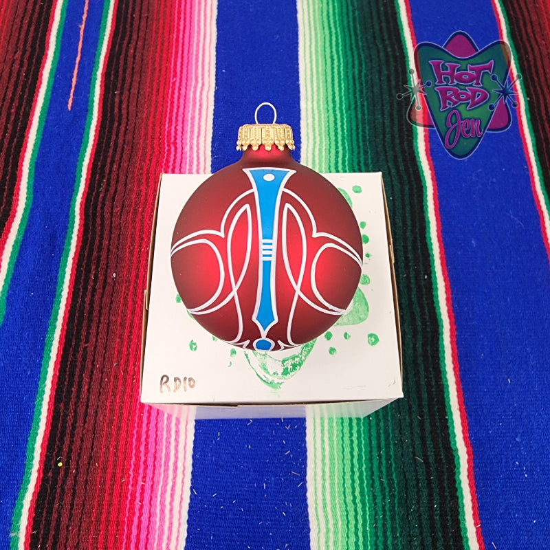 Hand pinstriped/painted glass ornament by Hot Rod Jen