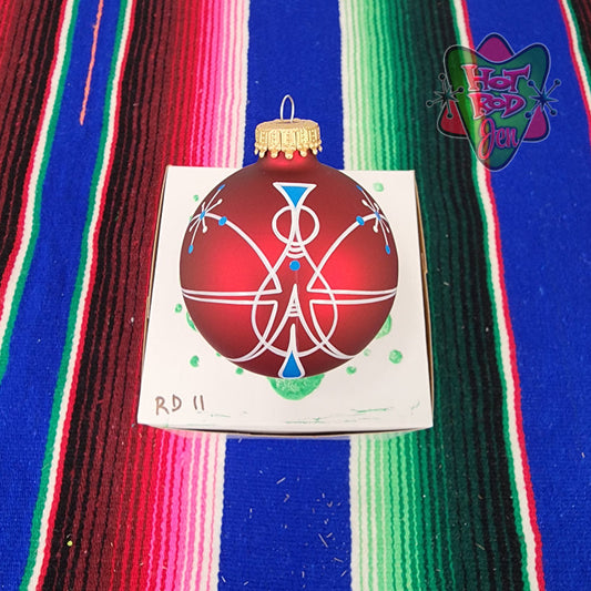 Hand pinstriped/painted glass ornament by Hot Rod Jen