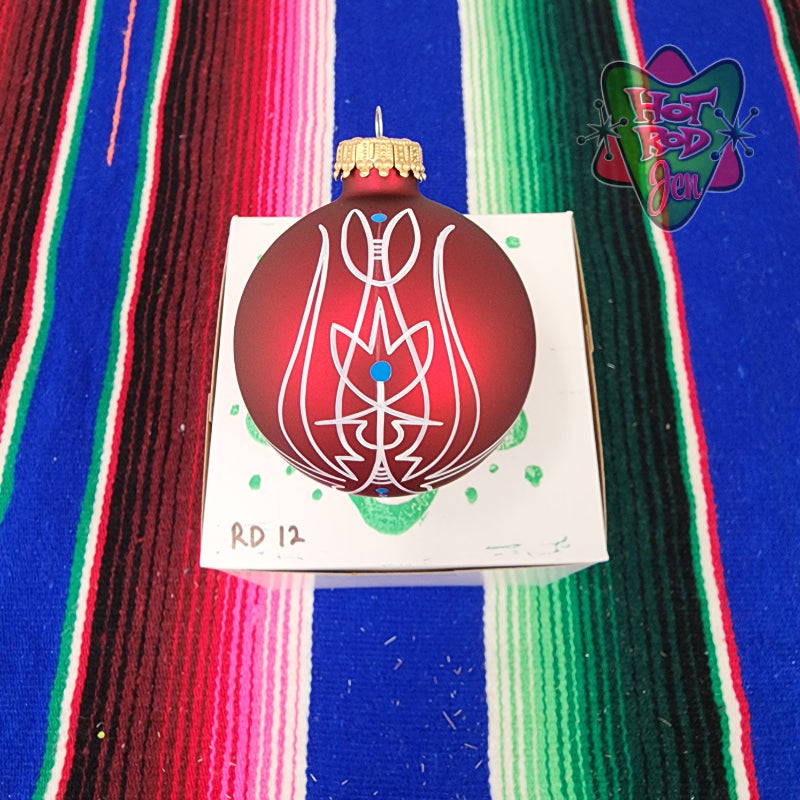 Hand pinstriped/painted glass ornament by Hot Rod Jen