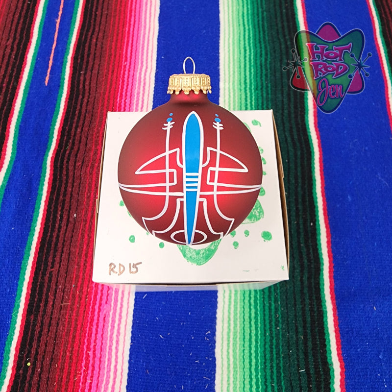 Hand pinstriped/painted glass ornament by Hot Rod Jen