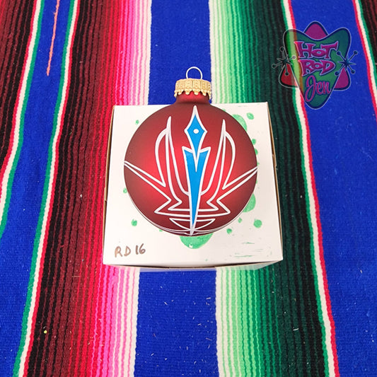 Hand pinstriped/painted glass ornament by Hot Rod Jen