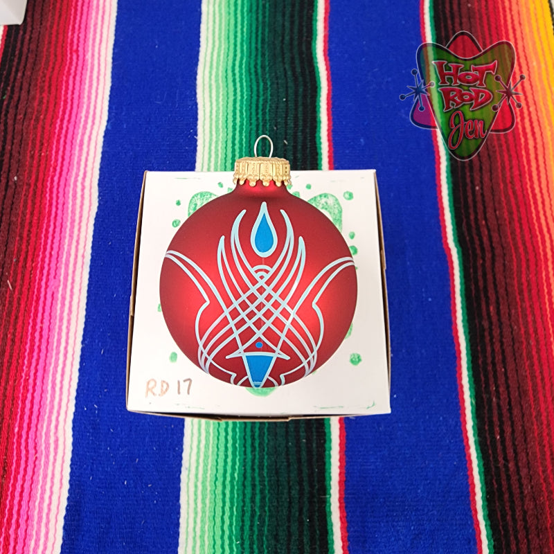 Hand pinstriped/painted glass ornament by Hot Rod Jen