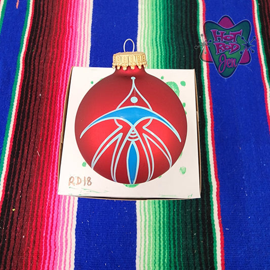 Hand pinstriped/painted glass ornament by Hot Rod Jen