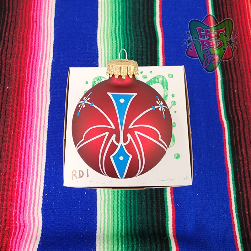 Hand pinstriped/painted glass ornament by Hot Rod Jen