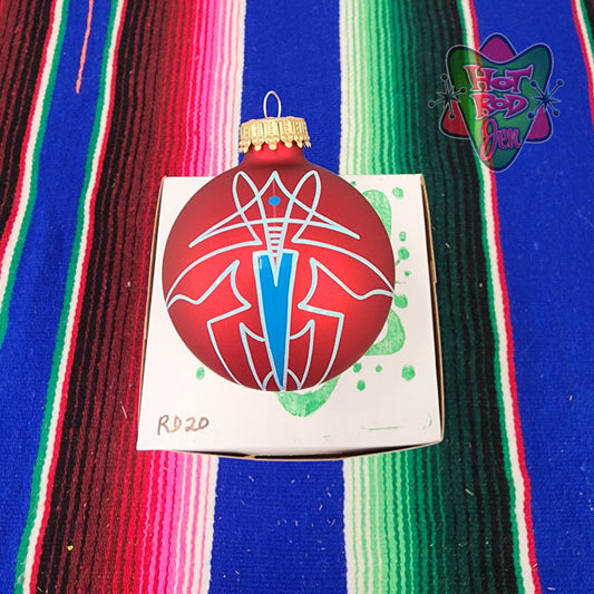 Hand pinstriped/painted glass ornament by Hot Rod Jen