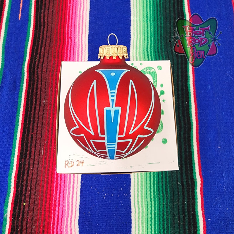 Hand pinstriped/painted glass ornament by Hot Rod Jen
