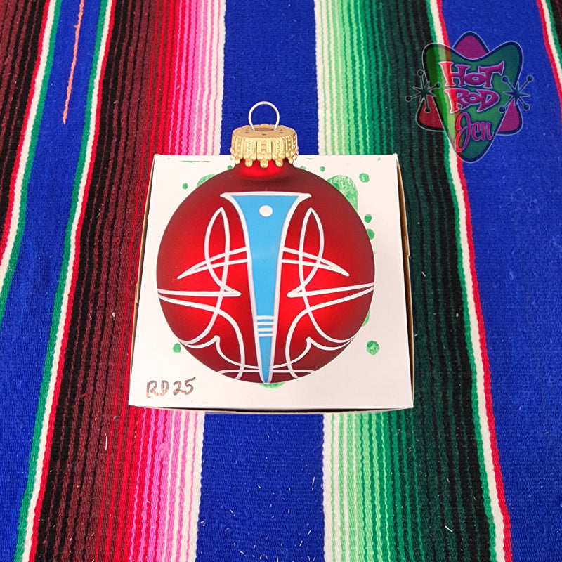 Hand pinstriped/painted glass ornament by Hot Rod Jen