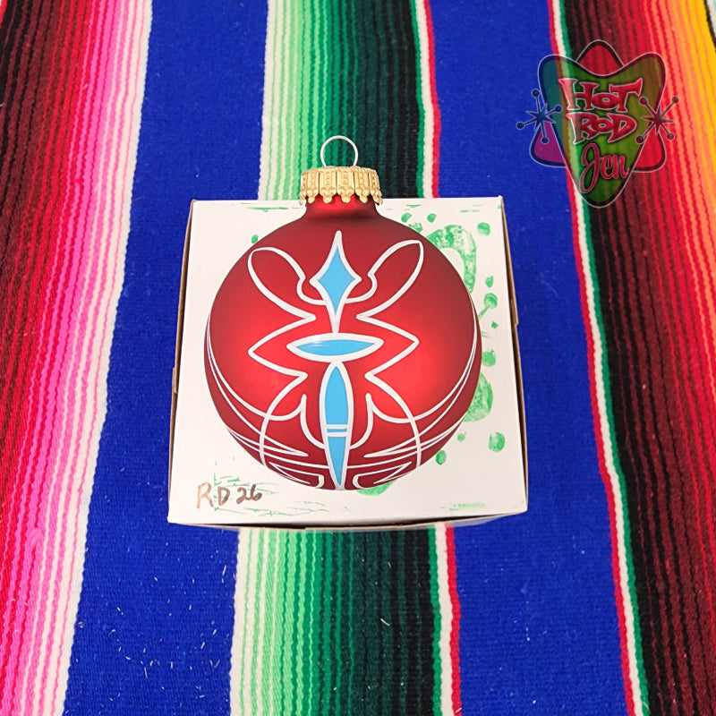 Hand pinstriped/painted glass ornament by Hot Rod Jen