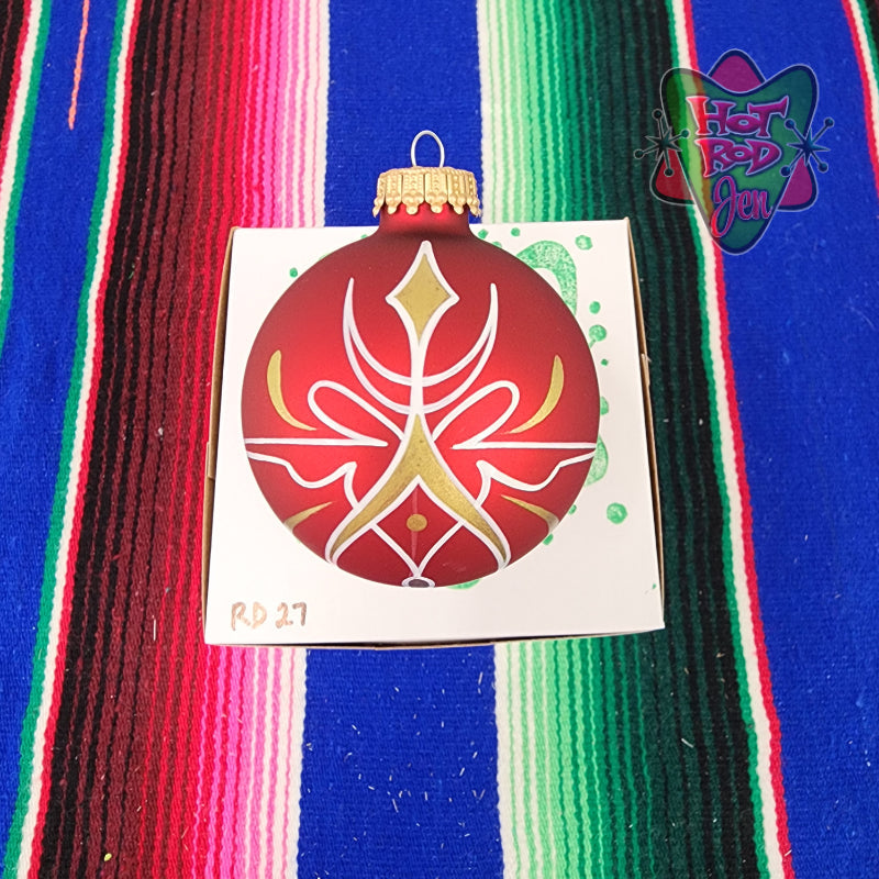 Hand pinstriped/painted glass ornament by Hot Rod Jen