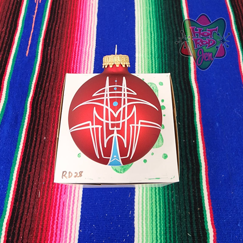 Hand pinstriped/painted glass ornament by Hot Rod Jen