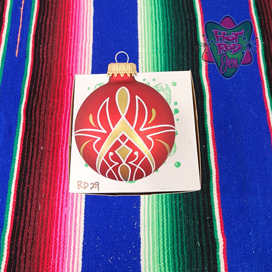 Hand pinstriped/painted glass ornament by Hot Rod Jen