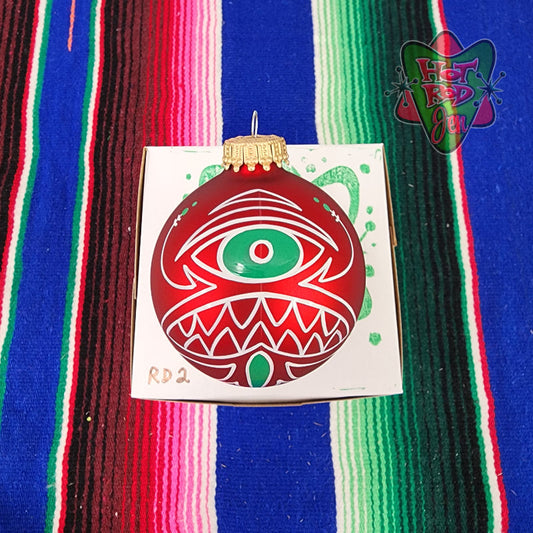 Hand pinstriped/painted glass ornament by Hot Rod Jen