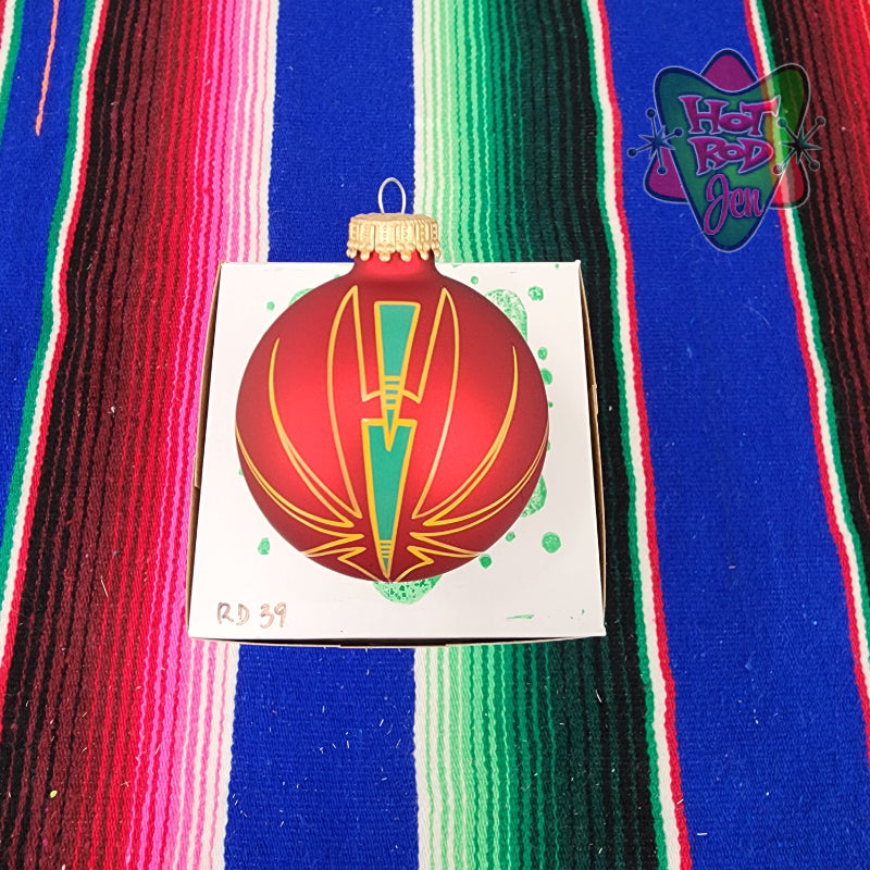 Hand pinstriped/painted glass ornament by Hot Rod Jen