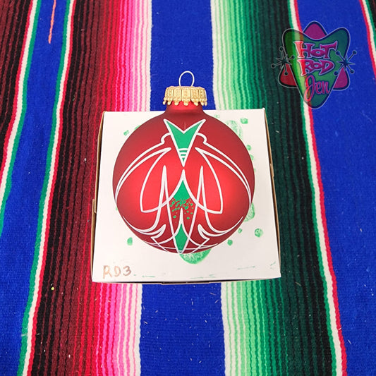 Hand pinstriped/painted glass ornament by Hot Rod Jen