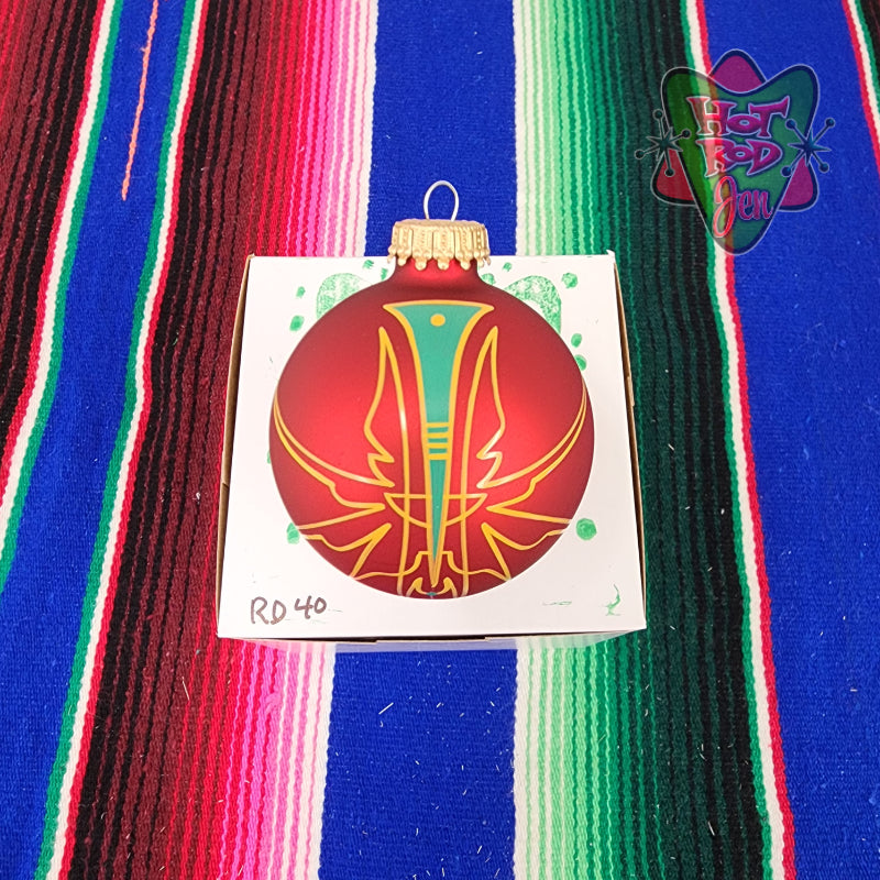 Hand pinstriped/painted glass ornament by Hot Rod Jen