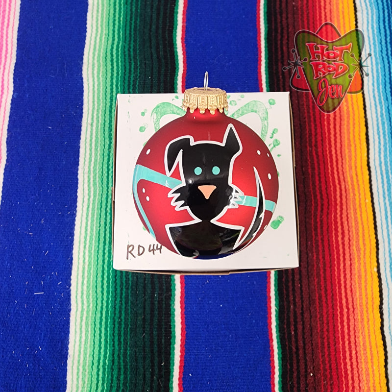 Hand pinstriped/painted glass ornament by Hot Rod Jen