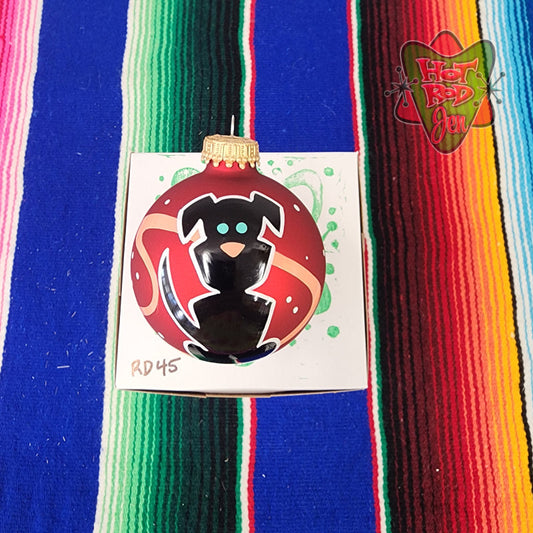 Hand pinstriped/painted glass ornament by Hot Rod Jen