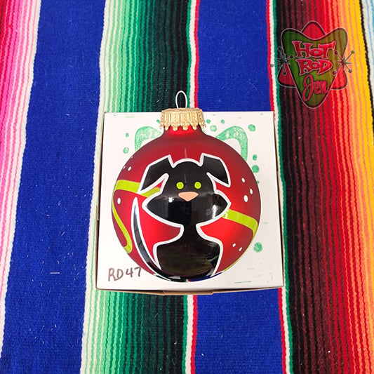 Hand pinstriped/painted glass ornament by Hot Rod Jen