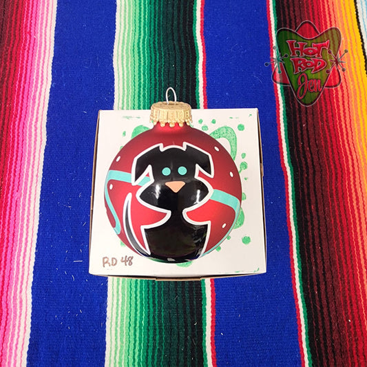 Hand pinstriped/painted glass ornament by Hot Rod Jen