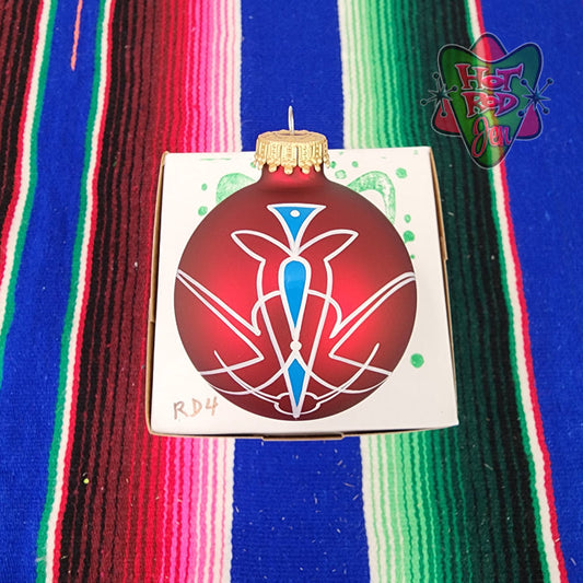 Hand pinstriped/painted glass ornament by Hot Rod Jen