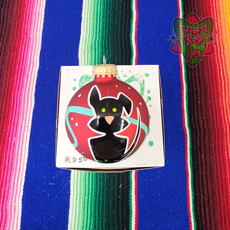 Hand pinstriped/painted glass ornament by Hot Rod Jen