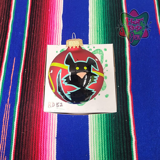 Hand pinstriped/painted glass ornament by Hot Rod Jen