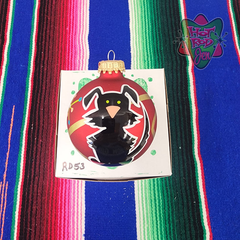 Hand pinstriped/painted glass ornament by Hot Rod Jen