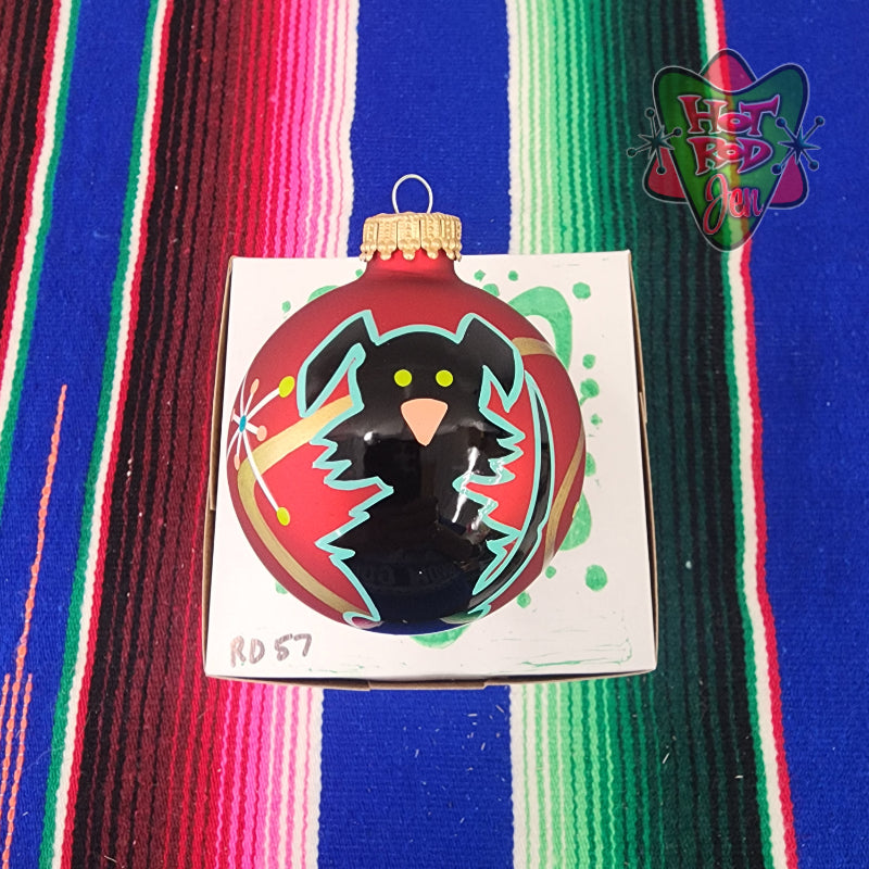 Hand pinstriped/painted glass ornament by Hot Rod Jen