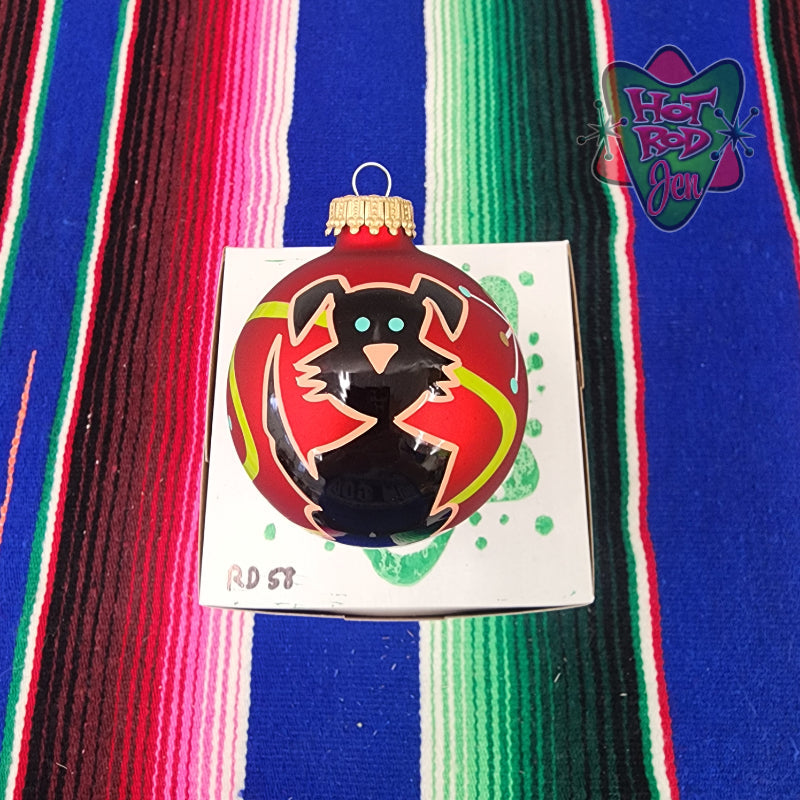 Hand pinstriped/painted glass ornament by Hot Rod Jen