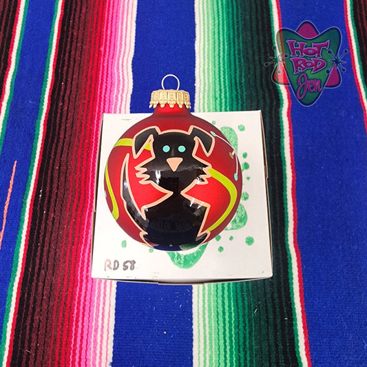 Hand pinstriped/painted glass ornament by Hot Rod Jen