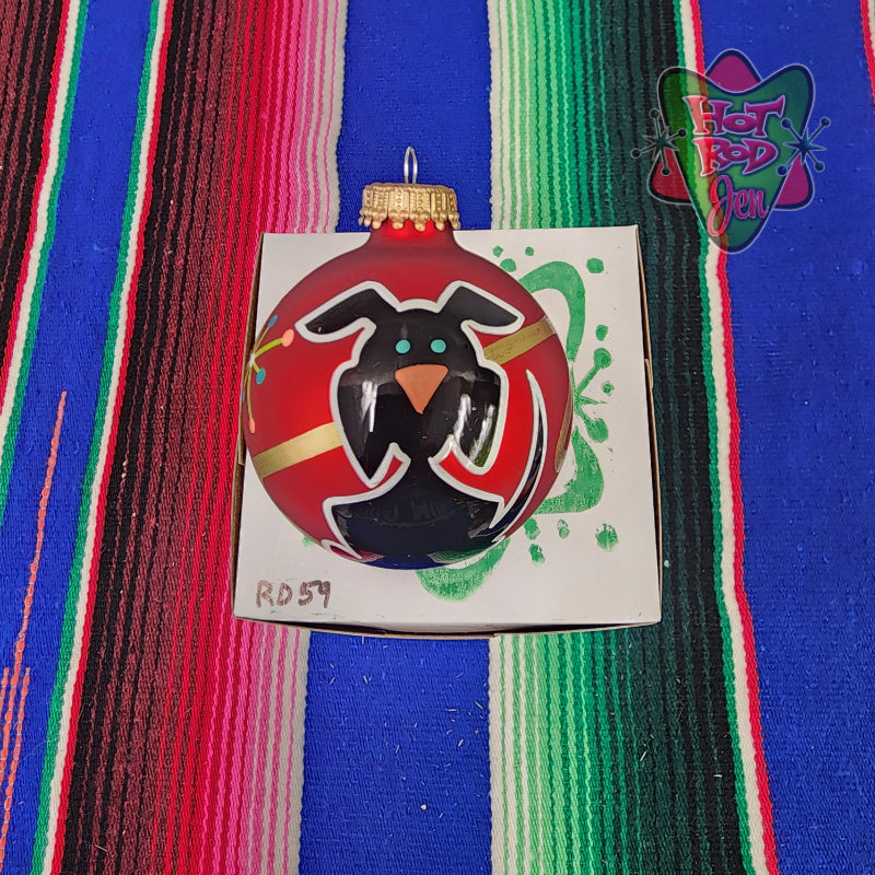 Hand pinstriped/painted glass ornament by Hot Rod Jen