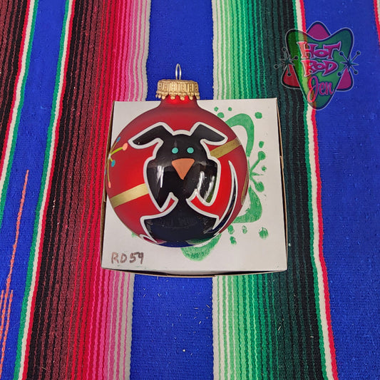 Hand pinstriped/painted glass ornament by Hot Rod Jen