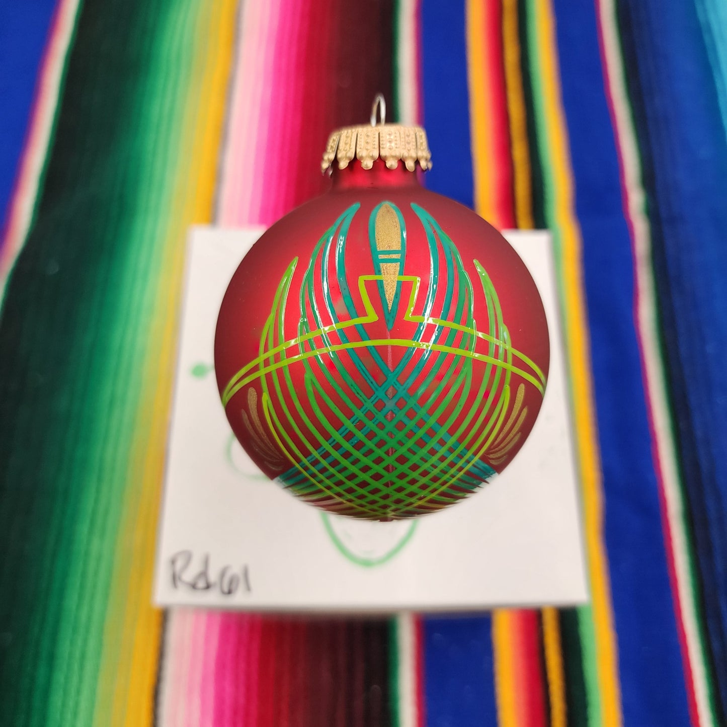 Hand pinstriped/painted glass ornament by Hot Rod Jen