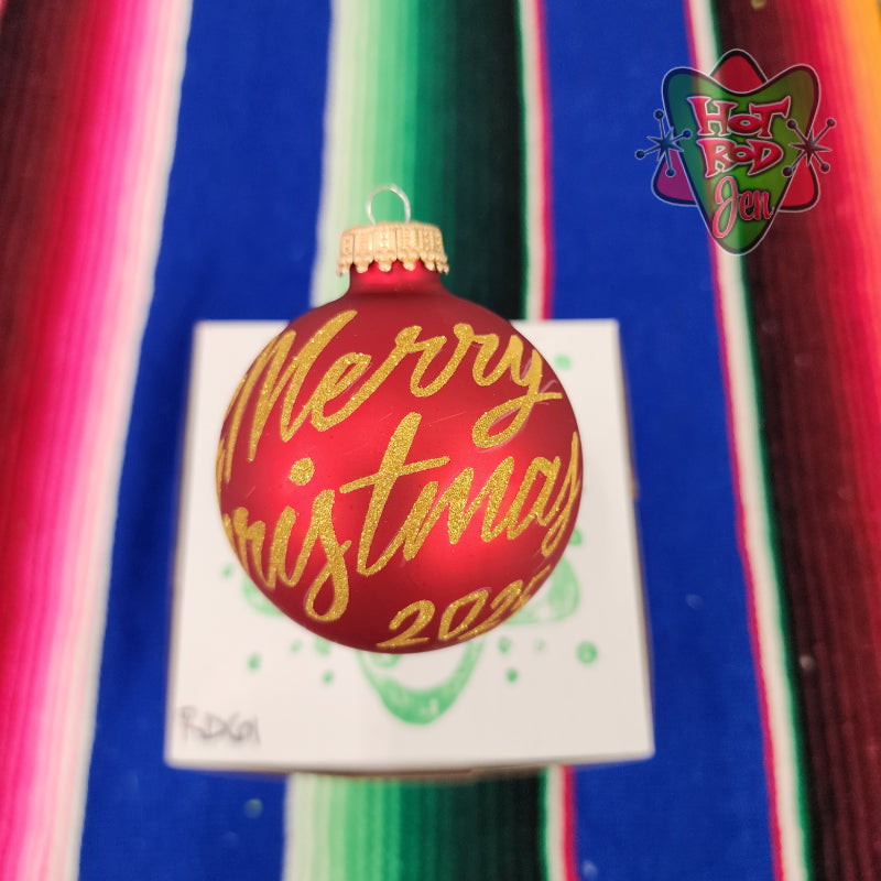 Hand pinstriped/painted glass ornament by Hot Rod Jen