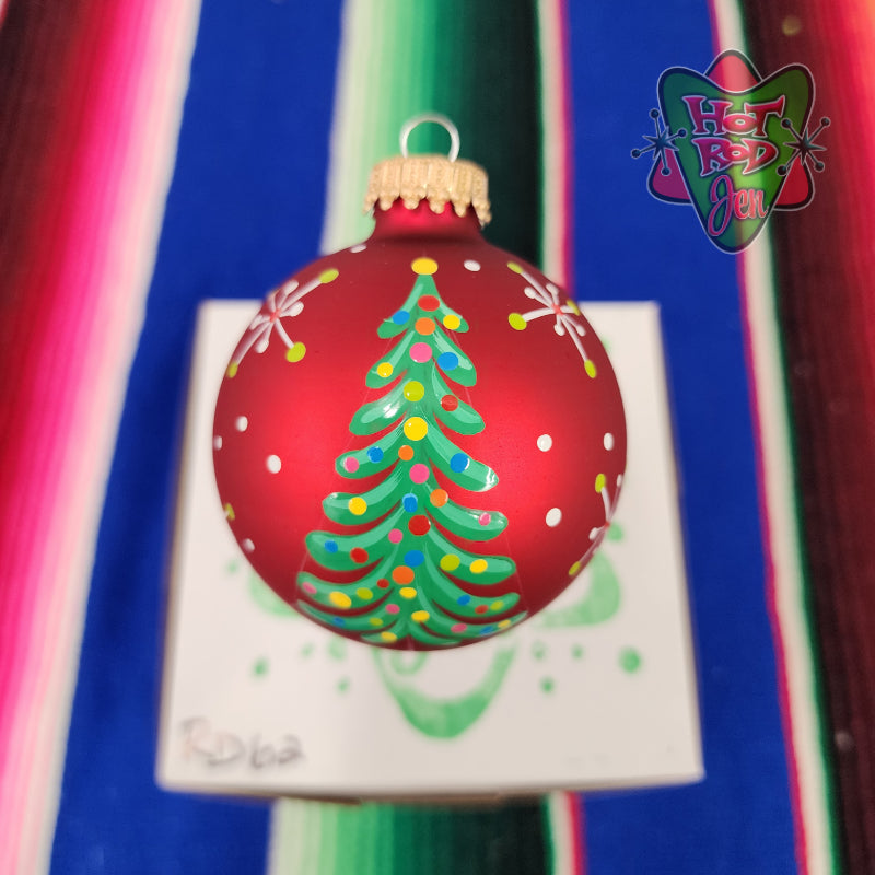 Hand pinstriped/painted glass ornament by Hot Rod Jen