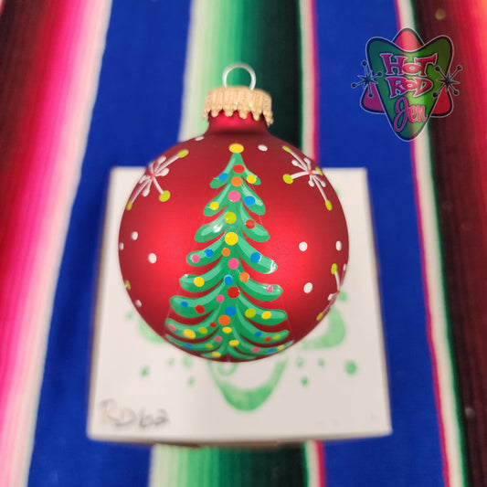 Hand pinstriped/painted glass ornament by Hot Rod Jen