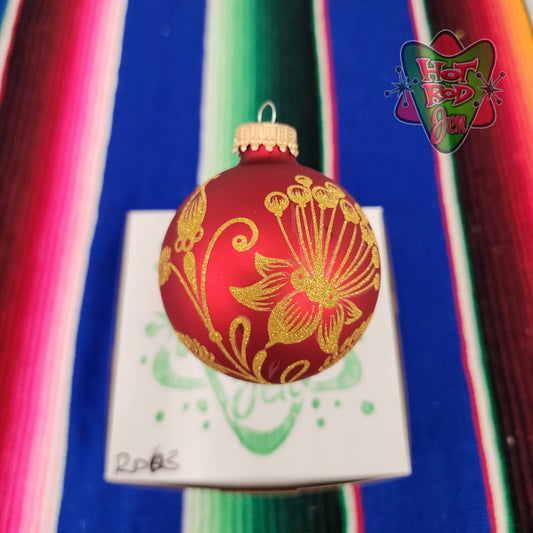 Hand pinstriped/painted glass ornament by Hot Rod Jen