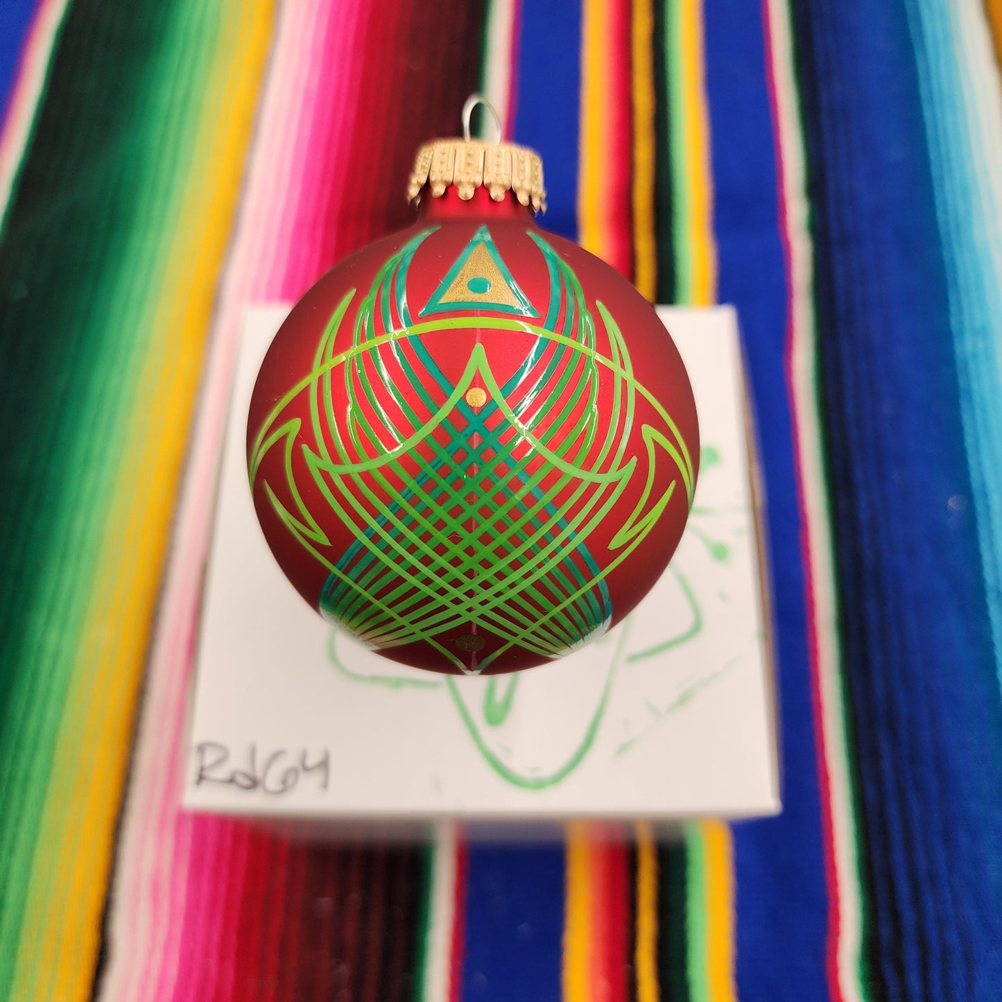 Hand pinstriped/painted glass ornament by Hot Rod Jen