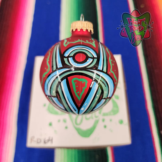 Hand pinstriped/painted glass ornament by Hot Rod Jen