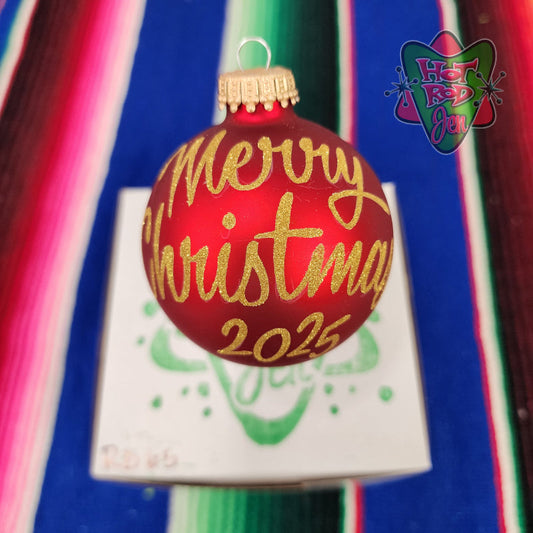 Hand pinstriped/painted glass ornament by Hot Rod Jen