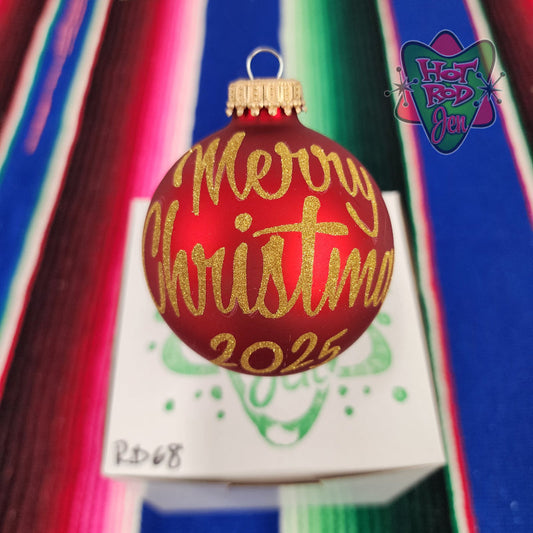 Hand pinstriped/painted glass ornament by Hot Rod Jen
