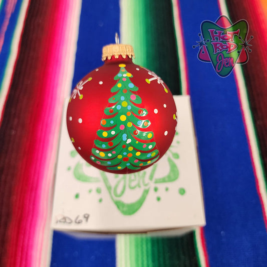 Hand pinstriped/painted glass ornament by Hot Rod Jen